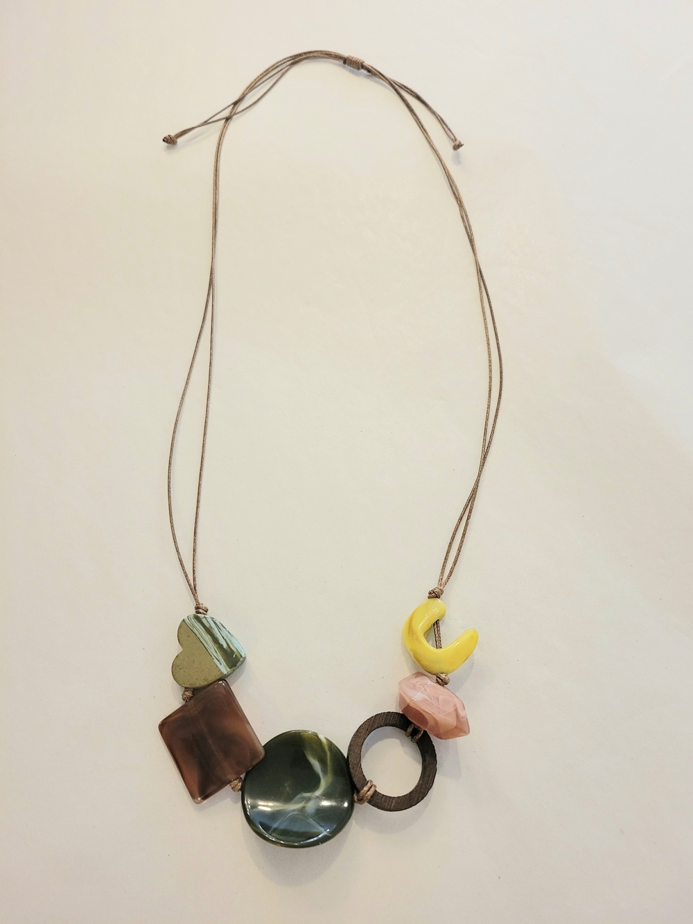 Boho Multi-Stone Pendant Necklace - Yellow, Green, Pink, Brown